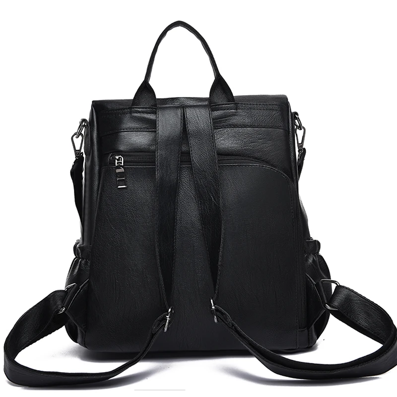 De las mujeres de la moda mochila viaje mochila de cuero de la PU bolso de hombro para las niñas adolescentes negro mochilas para mujer mochila mujer De las mujeres de la moda mochila viaje mochila de cuero de la PU bolso de hombro para las niñas adolescentes negro mochilas para mujer mochila mujer