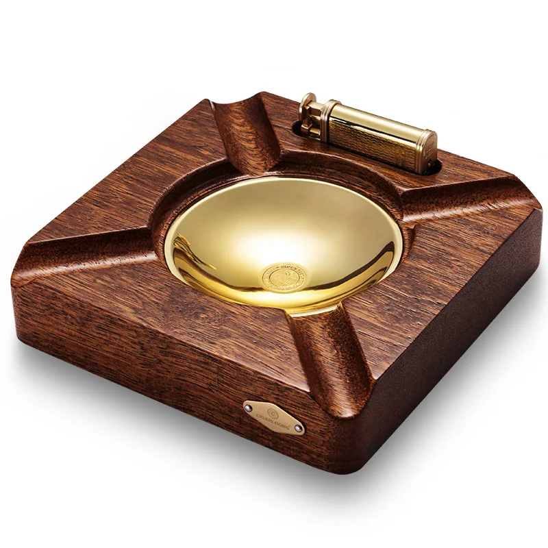 CIGARLOONG cigar ashtray lighter 2 pieces installed copper wood smoke