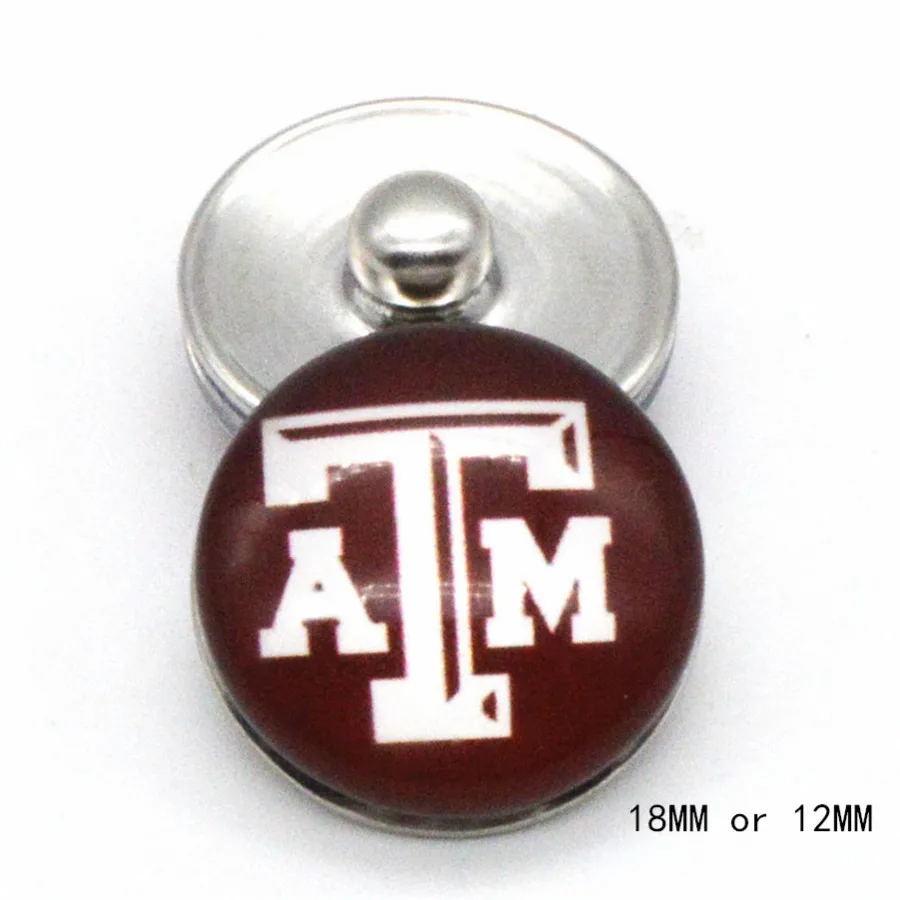 

Texas A&M University NCAA Sport Glass Snap Buttons 18mm 12mm Fit Snaps Snaps Bracelet&Bangle Men Women DIY Snap Jewelry