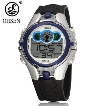 

OHSEN Students Sports Watches New Arrival Rubber Strap Climbing Swimming Digital Wrist Watch Blue Digital Waterproof Kids Watch