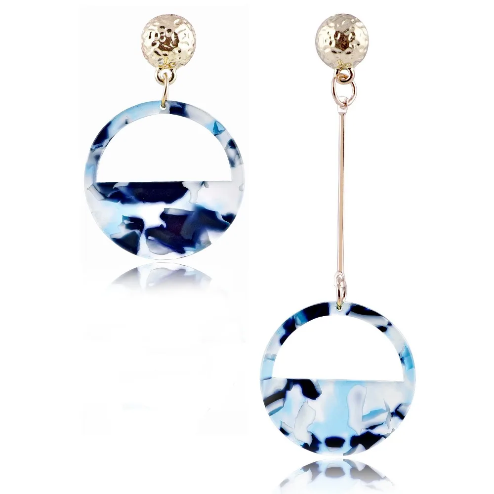 New Round Shell Color Dangling Earrings For Women Elegant Acrylic Round