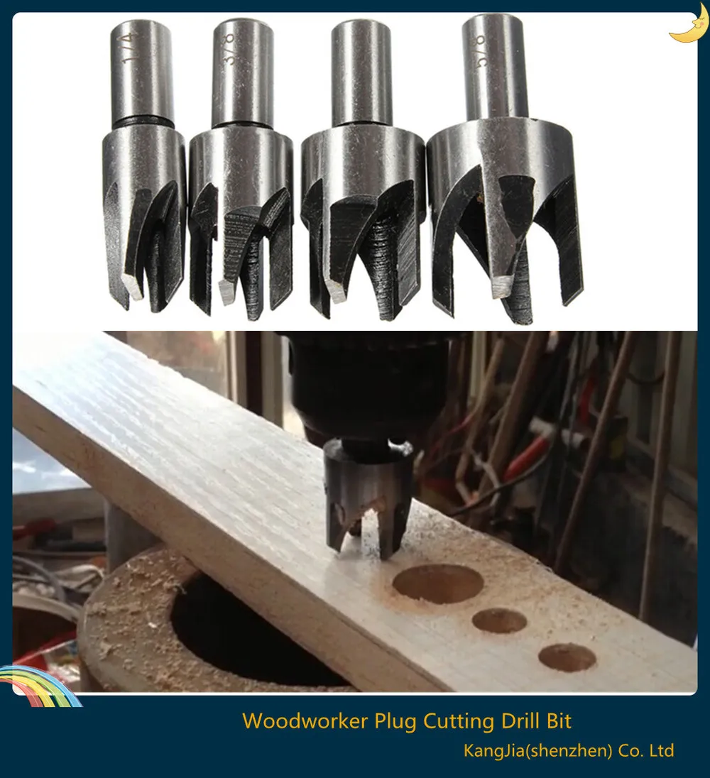 Hot 4pcs Wood Plug Cutter Cutting Tool Woodwork Plug Cutting Drill Bit