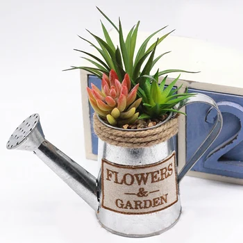 

WCIC Metal Iron Retro Pastoral Flower Watering Pot Flower Barrel Succulent Plant Flowerpots for Home Garden Balcony Decor