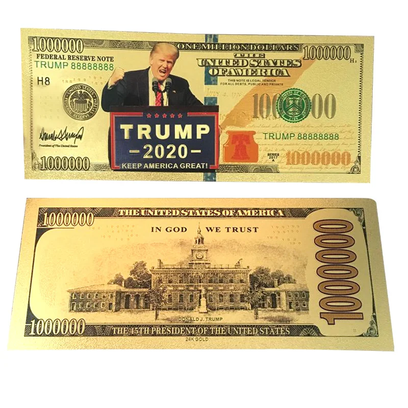 

1PC US Donald Trump Commemorative Coin Gold Foil President Banknote Non-currency $1000 Banknote Collection