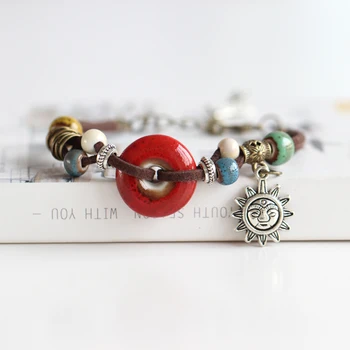 

New Fashion Return To The Ancients Handmade Ceramic Beads Charm Gift Women's Bracelet Fashion Jewelry Free Shipping #1731