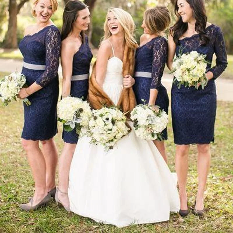 Gro Handel Err Ten Spitze Kurze Brautjungfer Kleid T Ll Frauen