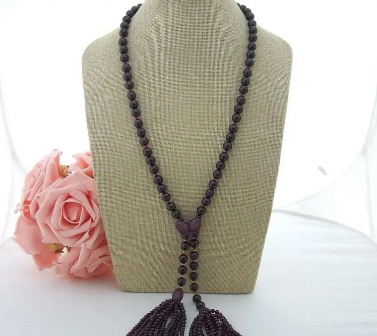 

beautiful 32" Natural Garnet CZ Pendant Necklace