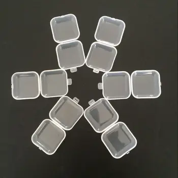 

50PCS Empty Plastic pp Clear Small Empty Square Box Jewelry Ear Plugs Container Nail Art Colorful Decor Diamond Storage Case