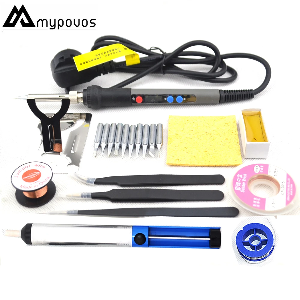 

MYPOVOS 90W LCD Adjustable temperature Digital Electric Soldering station Solder tip Replace CXG 936d welding tool set