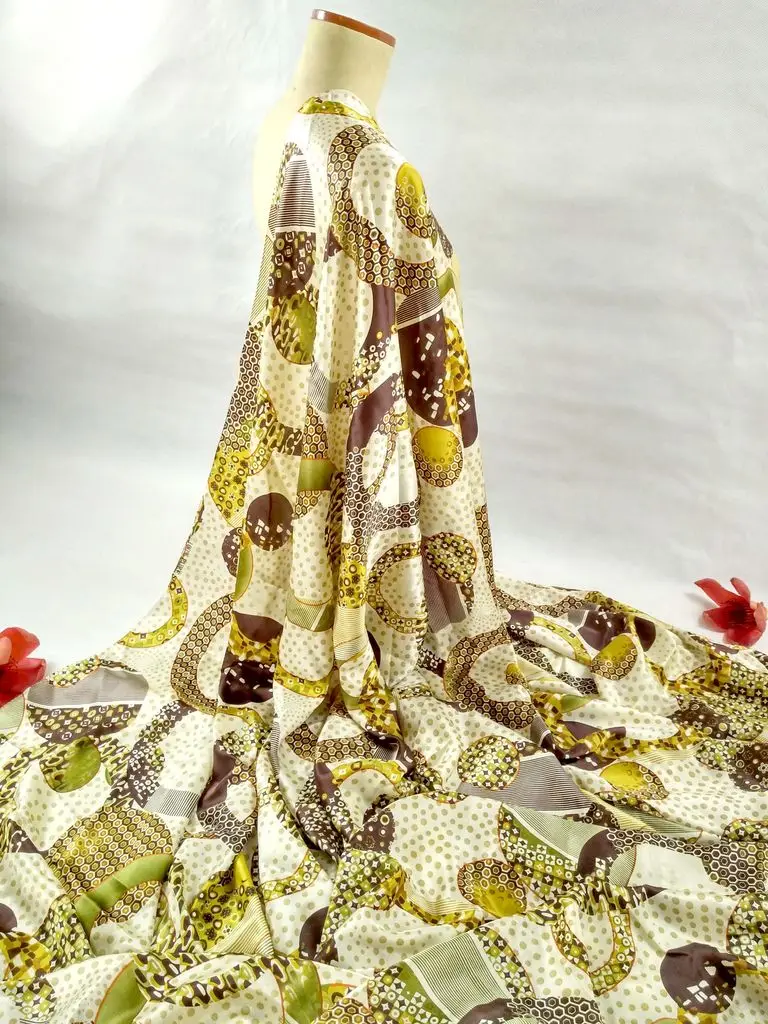 Free super Have satin Silk Fabric purple Printed Retro 100 Natural