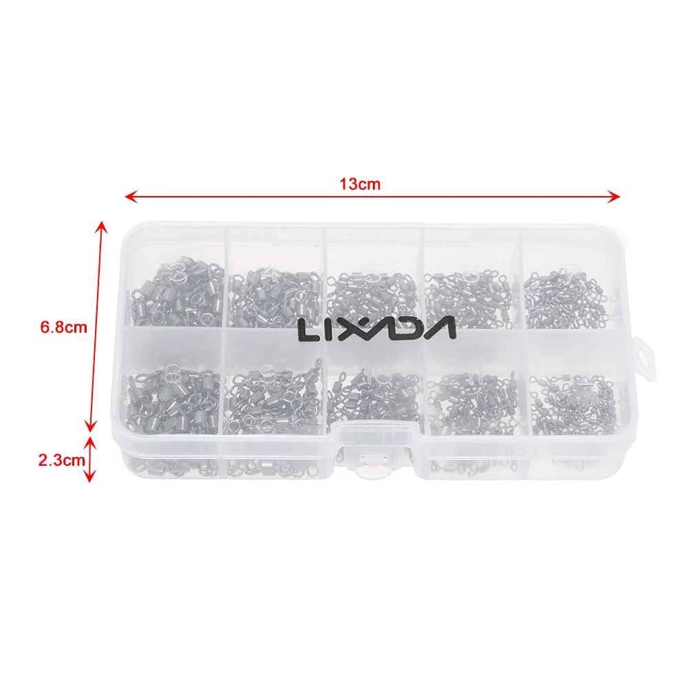 Lixada 500 шт. рыболовные Вертлюги, Вертлюг, железные твердые кольца, рыболовный крючок, разъем в коробке, аксессуары 4#6#8#10#12# Pesca