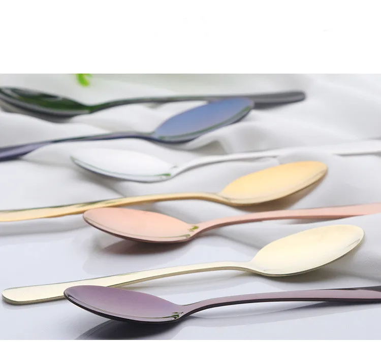 

1PC Teaspoon Rose Gold Plated Tea Spoon Cutlery Set Stainless Steel Mirror Tablespoon Tableware For Tea Party PA 006