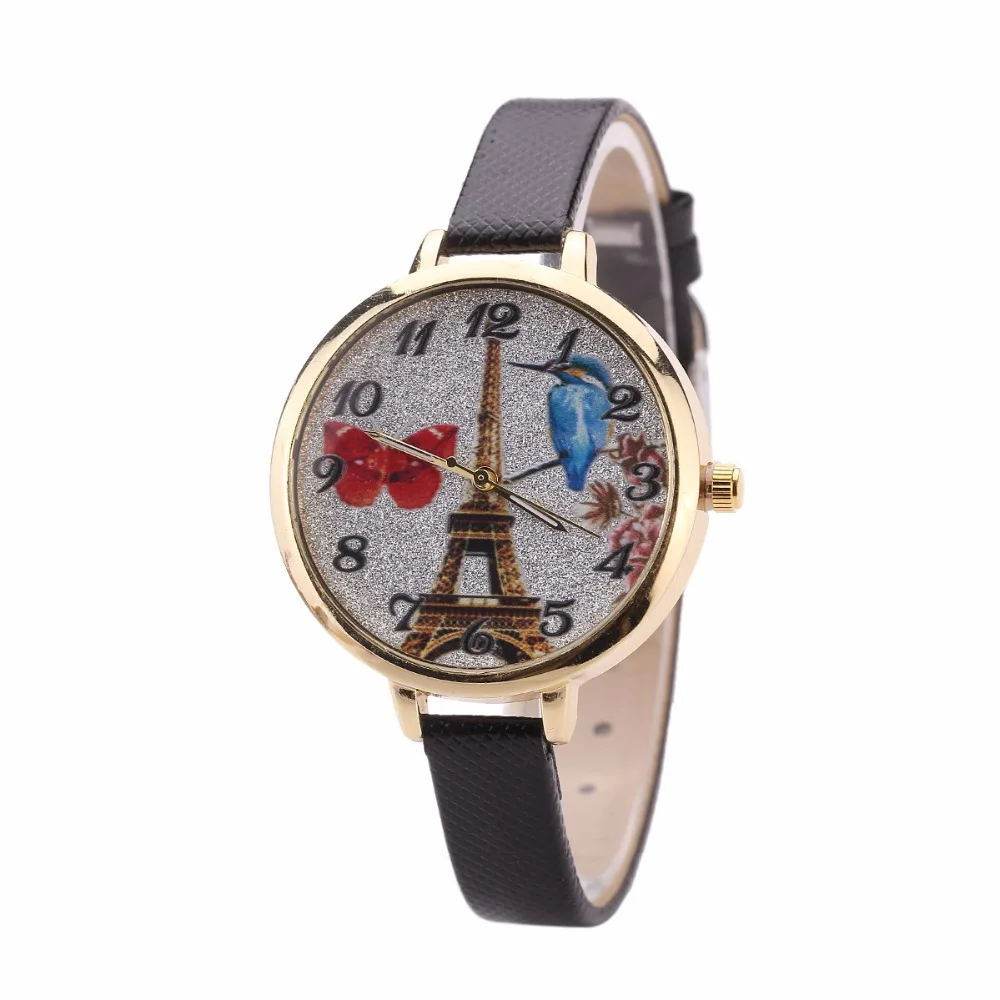 MINHIN, женские персонализированные кварцевые часы, Парижская башня, дизайн, модный ремешок, часы для девушек, прекрасный браслет, часы, 8 цветов
