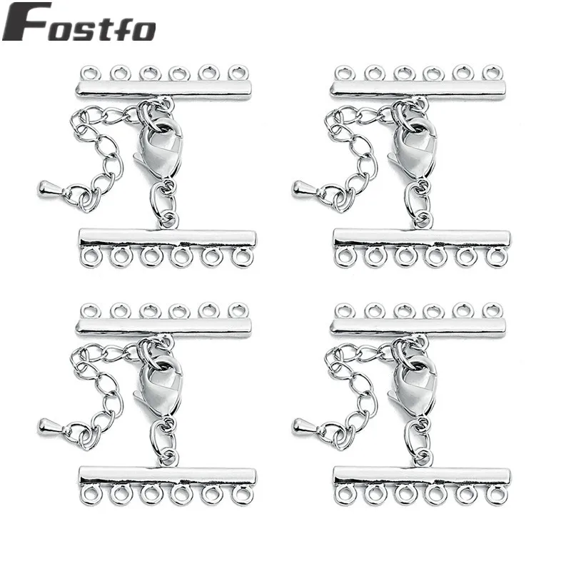 Fostfo 2 компл./лот 1/2/3/4/5/6/8/9/10 рядов конец застежки карабины для Браслеты Цепочки и ожерелья разъемов "сделай сам" для изготовления ювелирных изделий