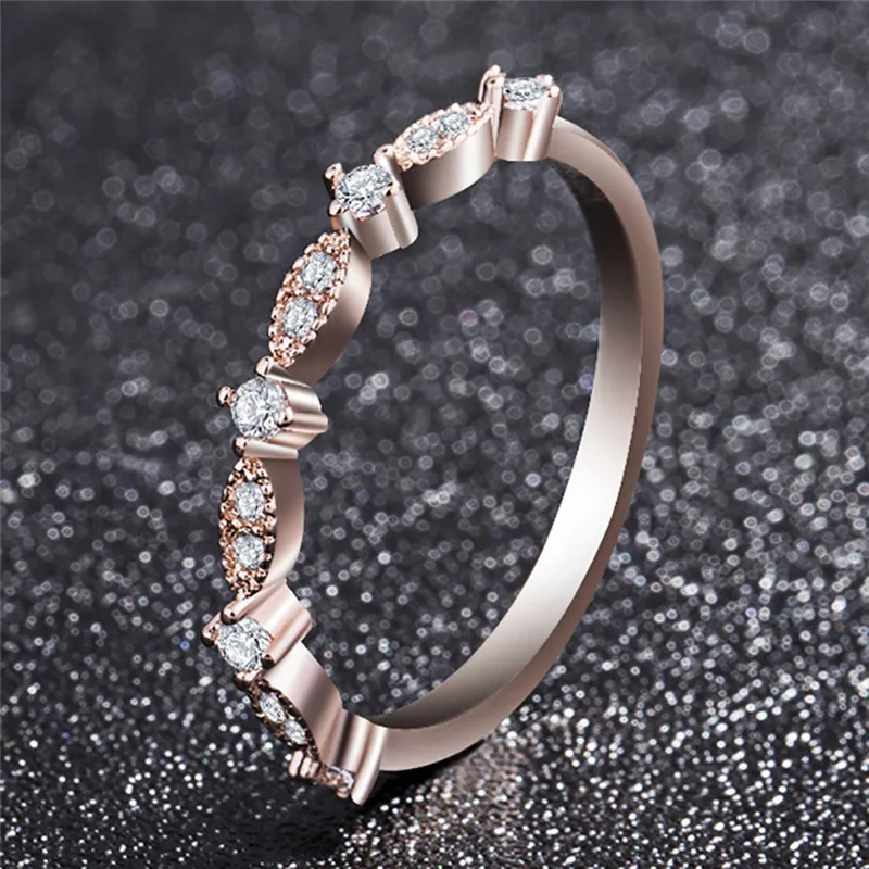 ROMAD Women Wedding Ring Horse Eye Infinity ring Rose Gold Color TOP Class Heart Rhinestones Studded Eternity Wedding Ring R4
