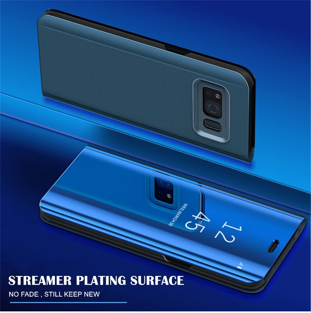 Зеркальный умный чехол с откидной крышкой для samsung Galaxy A7 A6 A8 Plus 2018 S8 S9