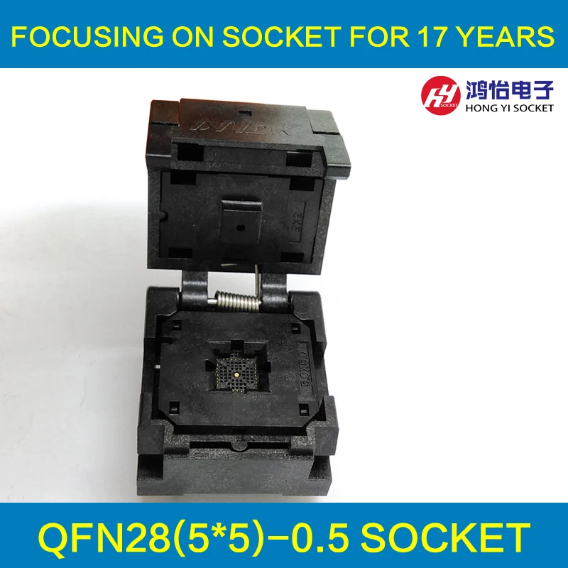 

QFN28 MLF28 WLCSP28 Burn in Socket Adapter Pitch 0.5mm IC Body Size 5x5mm IC550-0284-011-G Clamshell Test Socket