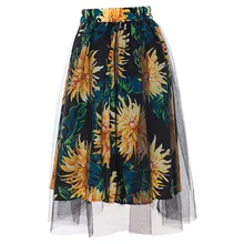 Модные женские плиссированные юбки с принтом на экране; милые вечерние юбки с цветочным принтом; повседневные свободные юбки в форме А; Jupe# Y30