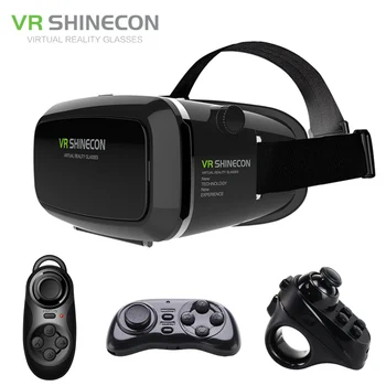 VR Shinecon Pro Virtual Reality Smartphone 3D Glasses Headset VRBOX Head Mount Cardboard Helmet for 4-6' Phone + Remote Control