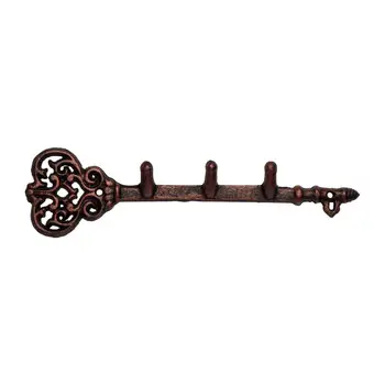

Decorative wall-mounted keychain | Vintage key with 3 hooks | Wall-mounted | Country style cast iron
