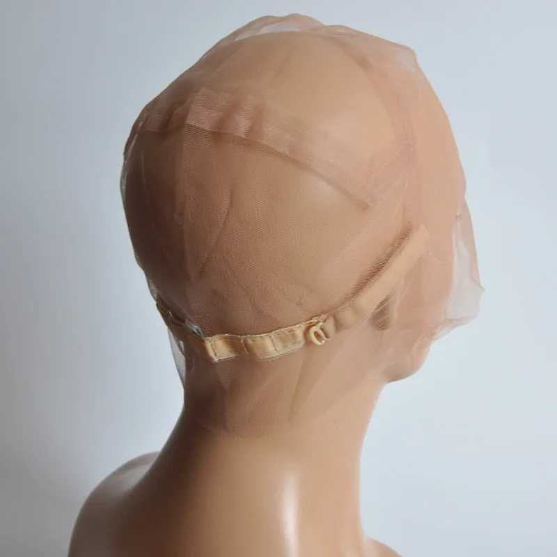 S/M/L Brown/Beige Full Lace Wig Cap For Making Wig Strong Swiss Lace Cap With Guide Line Sewn in For The Hairline
