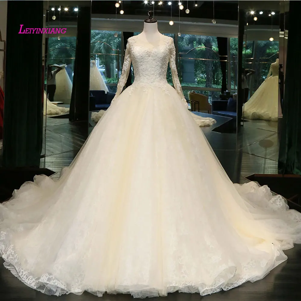 

LEIYINXIANG New Arrival Wedding Dress Bride Gown Vestido De Noiva Sexy Ball Gown Sweetheart Backless Zipper Appliques Princess