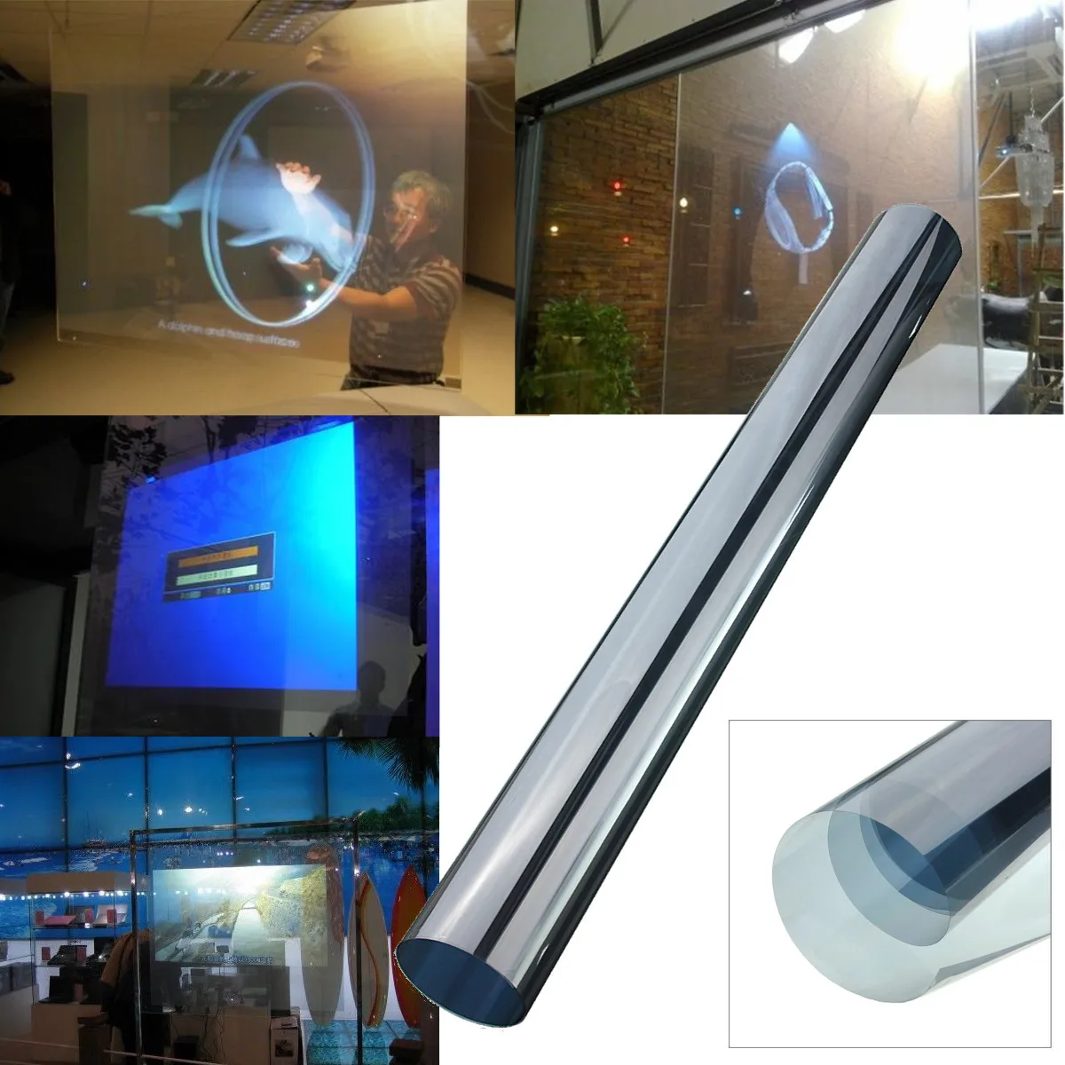 

60x120CM Self Adhesive Holographic Rear Projection Film Screen Window display Self Adhesive Transparent Rear Projection Foil