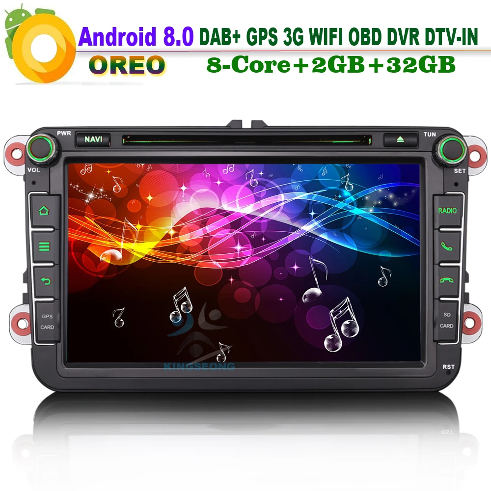 8" DAB+ Android 8.0 Autoradio Car Radio FOR VW Golf polo Tiguan Touran
