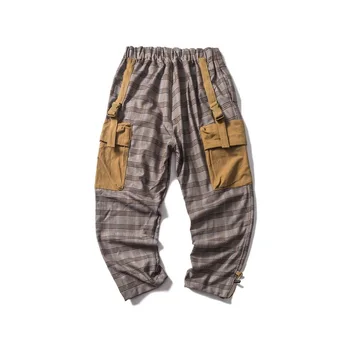 

Autumn New Fashion Plaid Men's S Casual Loose Streetwear Tactical Pants Cotton England Retro Style Gentleman Trousers Pantalon