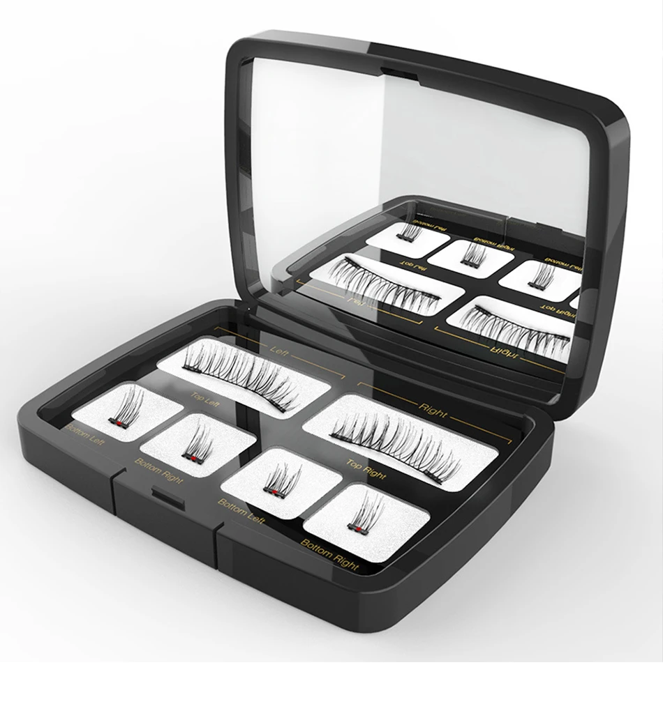 

6Pcs Magnetic Eyelashes Extension Long 2 Magnets False Eyelash with Mirror Tweezer Magnetic Eye Lashes Extension Set Makeup