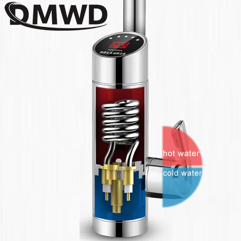 DMWD Электрический кухонный кран мгновенного нагрева нагреватель горячей и холодной воды двойного назначения без резервуара быстрый нагрев кран с светодиодный дисплей EU US