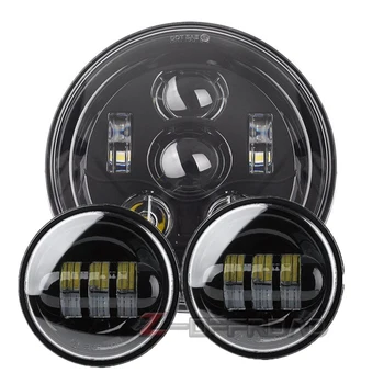 

7Inch LED light Headlight For Projector Headlamp+4.5" LED Fog Light Passing Lamps for Road King