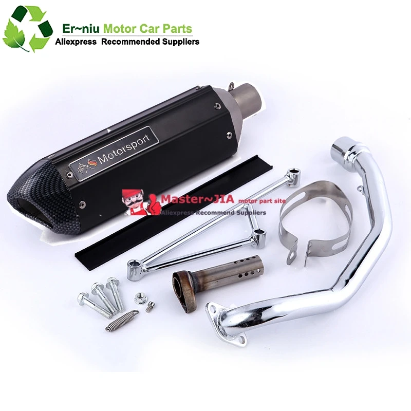 

black Muffler Exhaust GY6 125cc 150cc 152QMI 157QMJ + db killers escape kymco 125 150 Modified Motorcycle Scooter Akrapovic