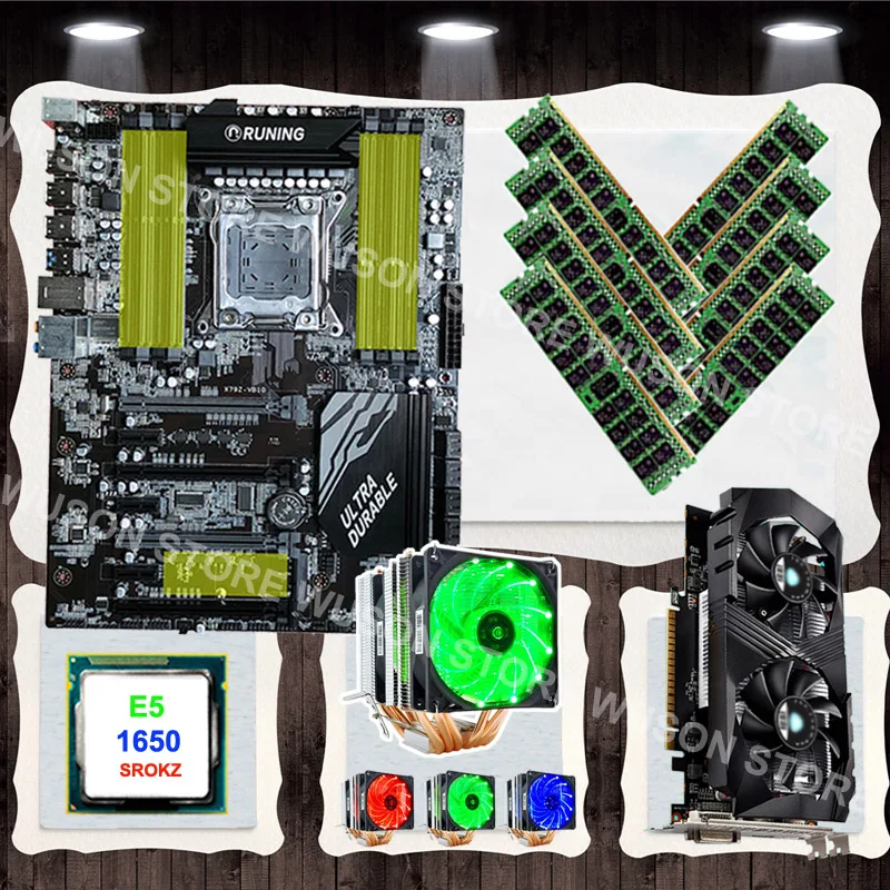 Best Price Upgrade old PC Runing X79 motherboard with CPU Xeon E5 1650 C2 3.2GHz with cooler video card GTX1050TI 4GD5 RAM 8*16G 1600 RECC