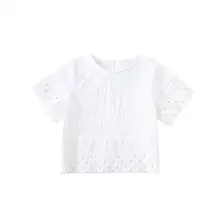 Корейская летняя одежда для малышей; футболка для малышей; милые модные вечерние рубашки с короткими рукавами для девочек; блузка; хлопковые топы для малышей