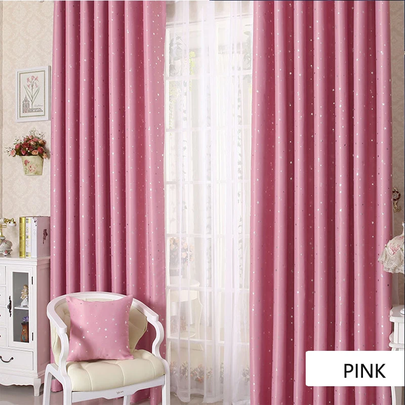 Блестящие звезды детская ткань шторы для детей мальчик девочка спальня гостиная синий/розовый ночные шторы индивидуальный заказ