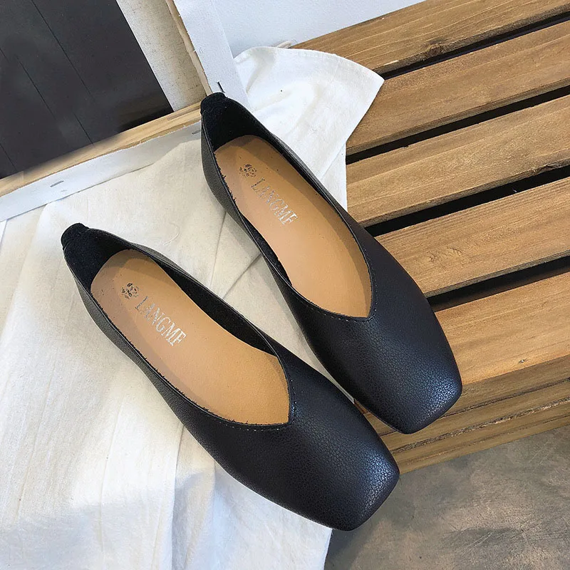 Ms./туфли на плоской подошве с квадратным носком; Новинка года; Повседневная обувь в Корейском стиле; туфли-лодочки на плоской подошве; женская обувь; W36