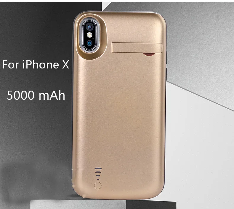 Чехол для аккумулятора 8000 мА/ч для iPhone 6, 6 S, 7, 8 Plus, запасной внешний аккумулятор, чехол для зарядки iPhone X, 5000 мА/ч, чехол для зарядного устройства - Цвет: iX Gold