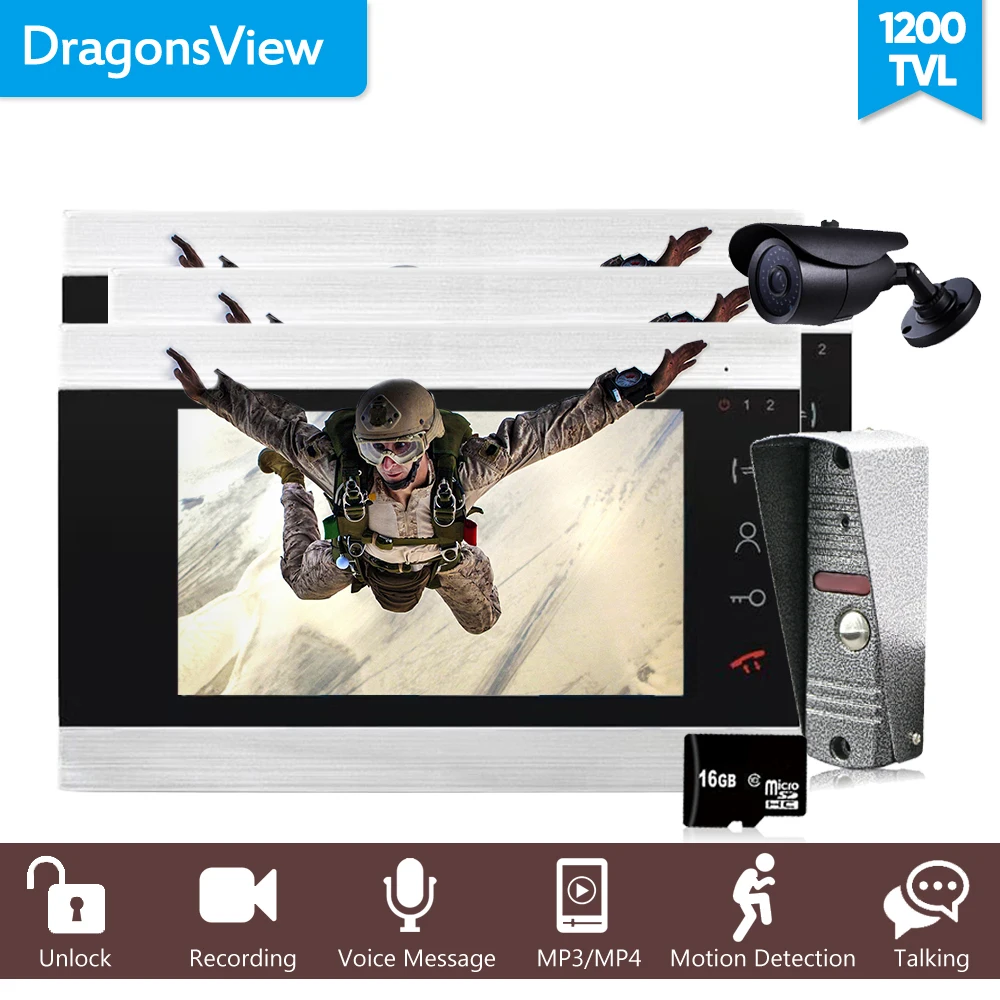 Dragonsview 1200TVL 7 дюймов видеодомофон для видеодомофона панель вызова монитор домофон
