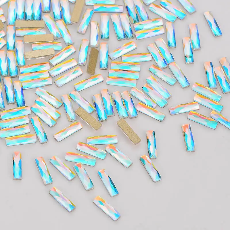 

Rectangle Shape Crystal AB Flat Back Fancy Nail Rhinestones For Wedding Personality Design Beads
