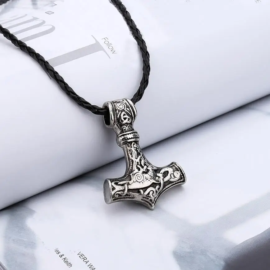 

Men Women Necklaces Pandents Hot Fashion Personality Viking Hammer Of Thor Mjolnir Statement Necklace Delicate Jewelry Gift