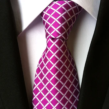 

8cm Fashion Formal Tie Plum Red Color Plaids Checkers Necktie