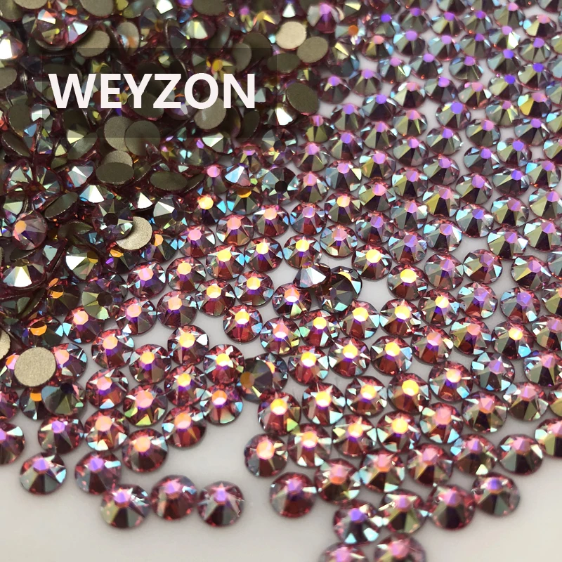 

1440pcs/720pcs Packing New Faced (8 big + 8 small) ss20 (4.8-5.0mm) Rose AB color Nail Art Glue On No hotfix Rhinestone