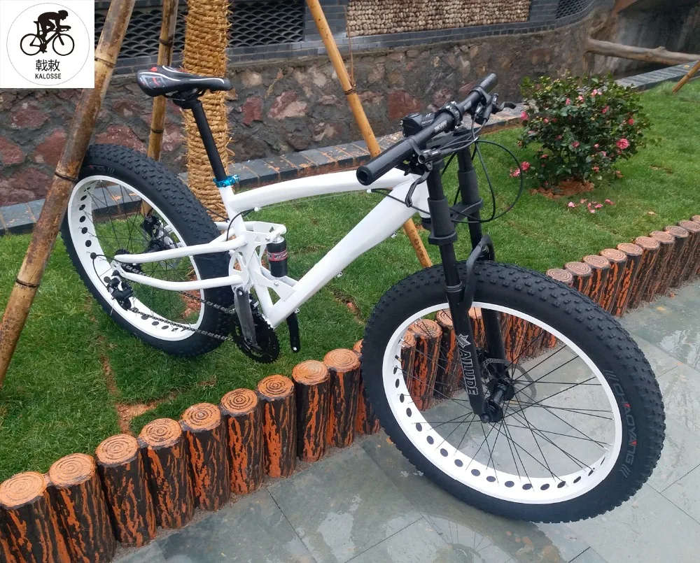 

Kalosse DIY colors 26*4.0 tires 17 inch Hydraulic brakes M310 Groupset Fat bicycle , Snow bike 24 speed mountain bike