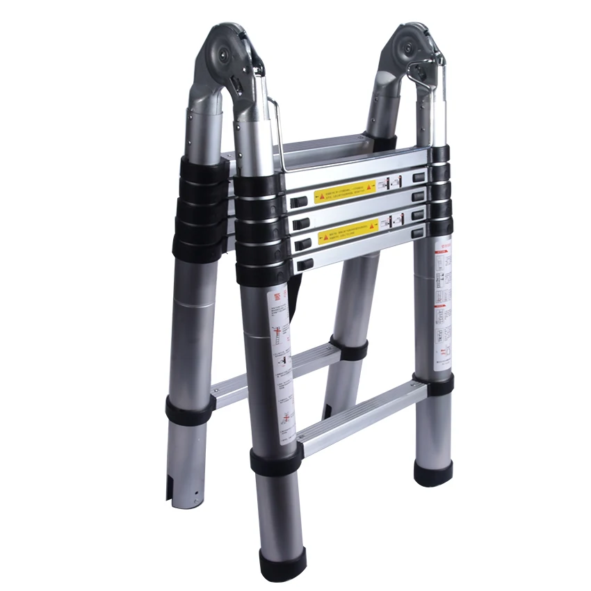 1PC 1.9M+1.9M Alluminum Telescopic Ladder With Joint