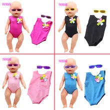 18 Inch American Girl Doll Bikini + Sunglasses summer Swimming Suit With Hat also fit for 43cm Baby born zapf dolls