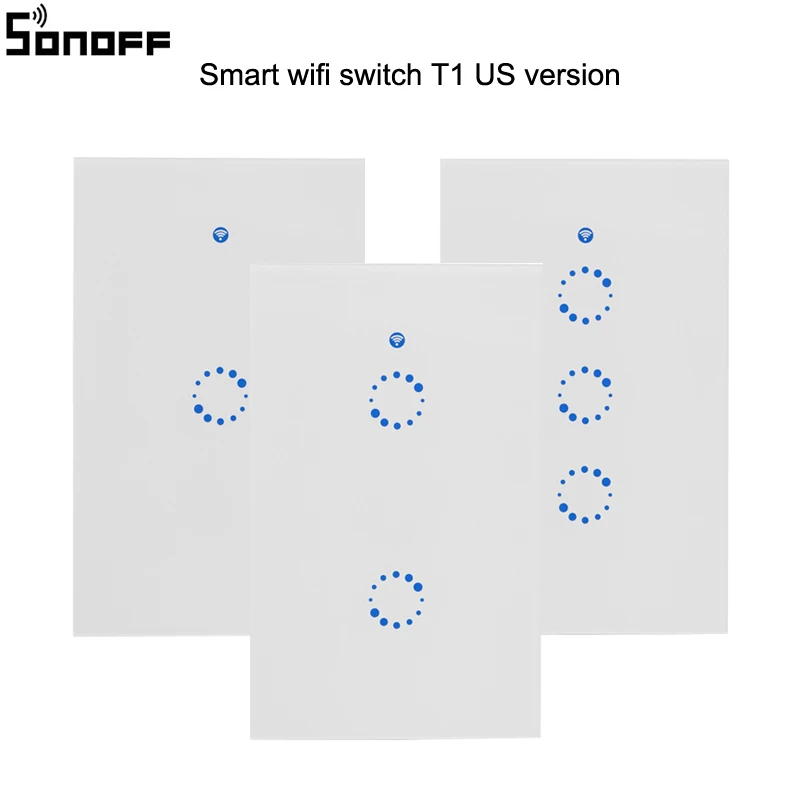 

Sonoff T1 US 1/2 /3 Gang Wall Touch Smart Switch Panel Remote Control Wireless Light Switch Panel Plate Work With Alexa/Nest