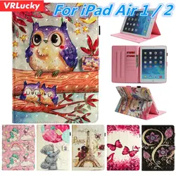 VRLucky для iPad Air 1 2 Чехол милый медведь бабочка шаблон флип и Стенд PU кожаный чехол