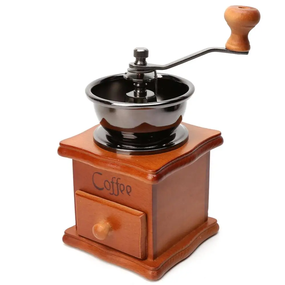 

Wooden Stainless Steel Hand Grinder Manual Coffee Beans Spice Grinding Tool