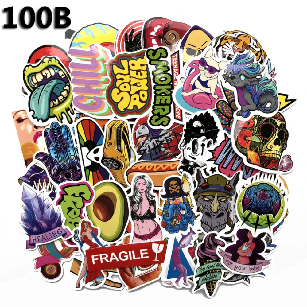 

Aliauto 100pcs/pac Retro Graffiti Car Sticker Bicycle Motorcycle Luggage Laptop Glass Waterproof Fashion JDM Styling Decal